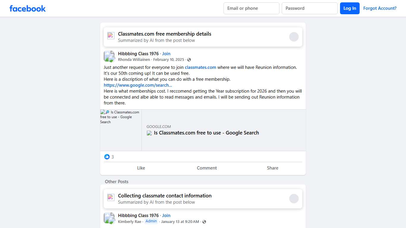 Hibbbing Class 1976 | Just another request for everyone to join classmates.com where we will have Reunion information | Facebook