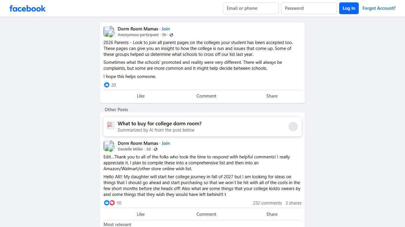 Dorm Room Mamas | 2026 Parents - Look to join all parent pages on the colleges your student has been accepted too | Facebook