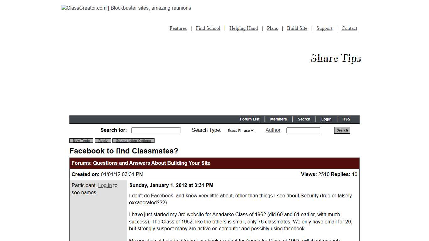 Facebook to find Classmates?